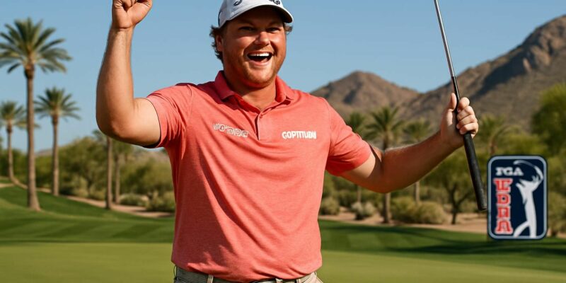 gotterup remporte le tournoi pga tour à phoenix en play-offs face à matsuyama, démontrant une forme éclatante au golf.