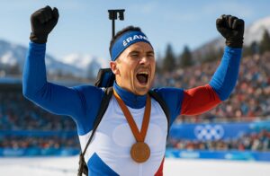 martin fourcade remporte la médaille de bronze aux jo et bat un nouveau record historique dans sa discipline.