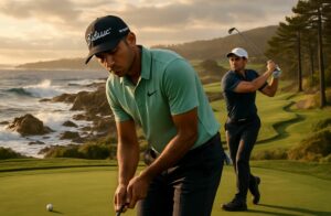 suivez le pga tour avec akshay bhatia en tête du classement alors que rory mcilroy rencontre des difficultés lors de l'at&t pebble beach, un tournoi intense et plein de suspense.