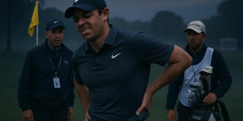 rory mcilroy se retire de l'arnold palmer en raison d'une blessure au dos, tandis que le tournoi est suspendu à cause de l'obscurité.