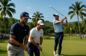 suivez le premier jour du pga tour puerto rico avec mathieu pavon et adrien saddier, tous deux à neuf coups derrière le leader chandler blanchet. résultats et analyses en direct.