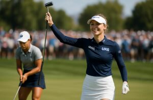 nelly korda remporte son 3e titre majeur au tournoi chevron lpga, tandis que pauline roussin-bouchard échoue sous la pression dans cette compétition intense de golf.