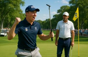 matt fitzpatrick remporte le tournoi pga rbc heritage en caroline du sud, s'imposant en play-offs face à scottie scheffler dans une confrontation intense.