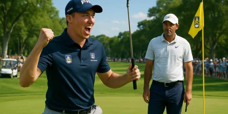 matt fitzpatrick remporte le tournoi pga rbc heritage en caroline du sud, s'imposant en play-offs face à scottie scheffler dans une confrontation intense.