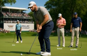 cameron young continue de dominer le cadillac championship en prenant une avance notable sur kim, reitan et scheffler, promettant une compétition intense.
