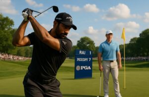 suivez le championnat pga où aaron rai prend une avance de trois coups en tête, tandis que rory mcilroy se classe à la 7e place. découvrez les moments forts et les performances des meilleurs golfeurs.