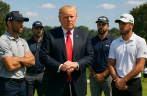 donald trump prend la parole pour soutenir les joueurs du liv golf face aux menaces grandissantes qui pèsent sur le circuit, défendant leur liberté de jeu et l'avenir du golf professionnel.
