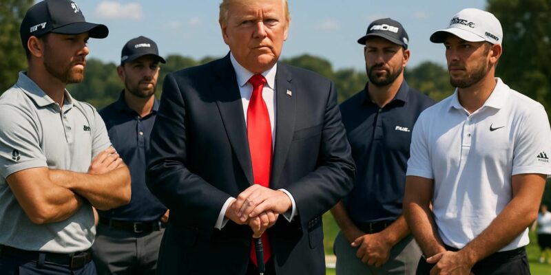 donald trump prend la parole pour soutenir les joueurs du liv golf face aux menaces grandissantes qui pèsent sur le circuit, défendant leur liberté de jeu et l'avenir du golf professionnel.
