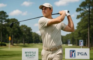 suivez le début du myrtle beach classic du pga tour avec adrien dumont de chassart, qui prend le départ à la 67e place dans cette compétition de golf prestigieuse.