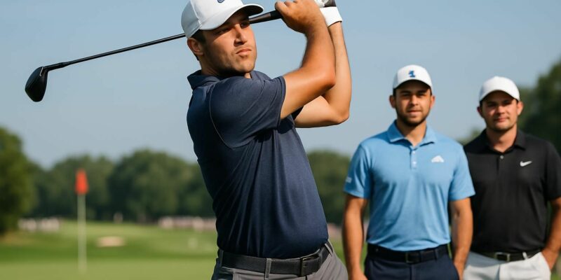 scottie scheffler mène la première journée avec xander schauffele et patrick reed bien positionnés dans le top 10, promettant une compétition intense.