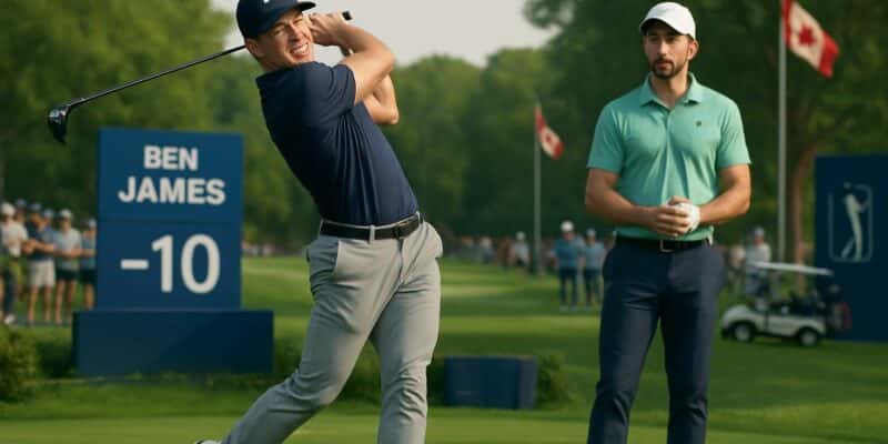 suivez le pga canadian open avec ben james en tête à -10, tandis que matthieu pavon réussit de justesse le cut dans ce tournoi de golf passionnant.