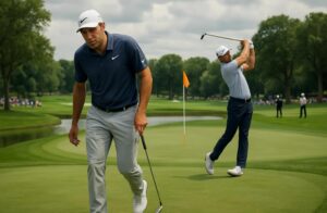 au memorial tournament, scottie scheffler vacille mais maintient son statut de leader, tandis que j.t. poston impressionne avec une performance solide.