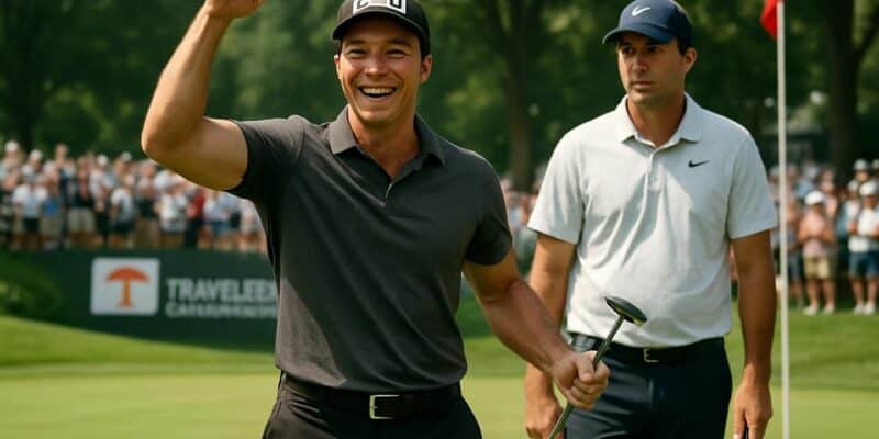 viktor hovland remporte le travelers championship en devançant scottie scheffler lors d'une compétition de golf spectaculaire.