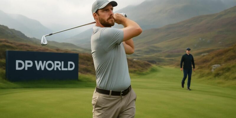 suivez le dpw tour de golf en écosse où matthew southgate d'angleterre prend l'avantage en solo à -4, tandis que martin couvra se positionne à trois coups du leader.
